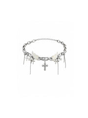 CTRL WORLD Angel Wing Cross Charm Chain Choker Necklace
