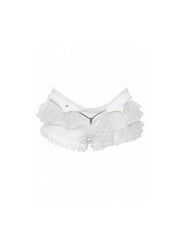 CTRL WORLD Ghost Lace Denim Ruffle Shorts