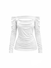CTRL WORLD Triple-Void Phantom Cutout Off-Shoulder Long Sleeve Top
