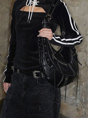CTRL WORLD Lace-Up Leather Shoulder Bag