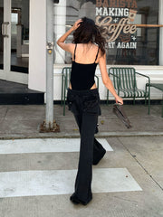 CTRL WORLD Low-rise Cargo Flare Pants
