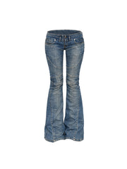 CTRL WORLD Low-Rise Panelled Flared Denim Pants