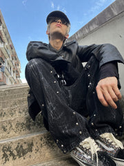 CTRL WORLD Vintage Distressed Black Flare Jeans