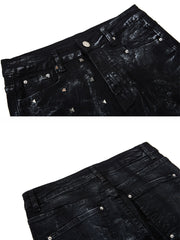 CTRL WORLD Vintage Distressed Black Flare Jeans