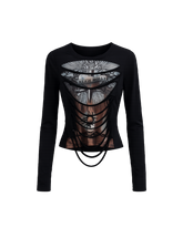 Cut-Out Graphic Long Sleeve Top