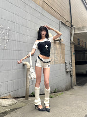 CTRL WORLD Blackout Corset Graphic Baby Tee