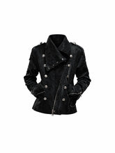 CTRL WORLD Gothic Asymmetric Collar Faux Suede Padded Jacket
