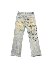 CTRL WORLD Distressed Thorn Graphic Light Wash Jeans