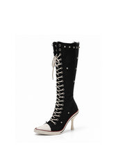 CTRL WORLD "Crypt Stomper" Studded Knee-High Stiletto Sneaker Boots