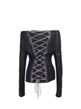CTRL WORLD Gothic Lace-Up Off-Shoulder Punk Top