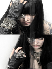 CTRL WORLD Dark Abyss Cross Chain Armored Hand Harness Bracelet