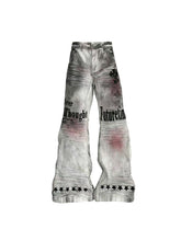 CTRL WORLD Distressed Graphic Flare Jeans