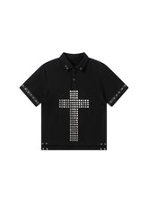 CTRL WORLD Gothic Studded Cross Polo Shirt