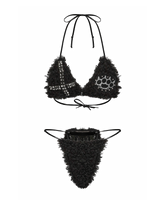 Faux Fur Studded Bikini Set