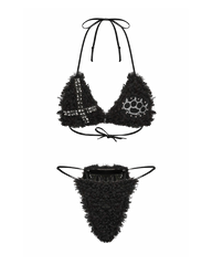 Faux Fur Studded Bikini Set