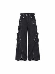 CTRL WORLD Shadow Utility Cargo Wide Leg Jeans