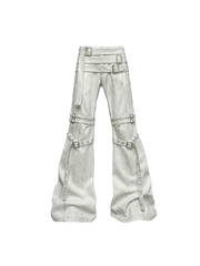 CTRL WORLD Cyberpunk Buckle Strap Flare Jeans