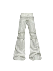 CTRL WORLD Cyberpunk Buckle Strap Flare Jeans