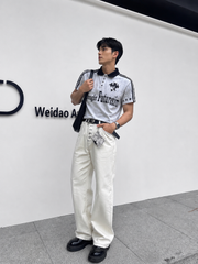 CTRL WORLD Gothic Graphic Spray Polo Shirt