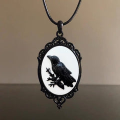 CTRL WORLD Gothic Skull & Raven Pendant Necklace