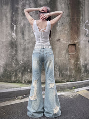 CTRL WORLD Winged Ruin Flare Denim Jeans