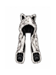 CTRL WORLD Gothic Beastcore Fuzzy Animal Ear Hood Scarf