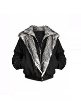 CTRL WORLD Gothic Silver Faux-Fur Hood Bomber Jacket