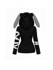 CTRL WORLD Gothic Bunny-Ear Detachable Faux Fur Hoodie