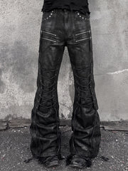 CTRL WORLD Rivet Storm Lace-Up Flared Pants