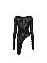 CTRL WORLD Gothic Distressed Knit Asymmetric Sweater