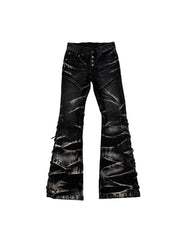CTRL WORLD Apocalyptic Laced Flare Jeans – Razor Fade Denim