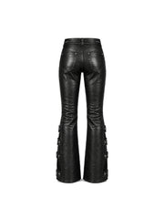 CTRL WORLD Black Iron Claw Faux Leather Flare Pants