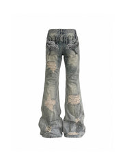 CTRL WORLD Winged Ruin Flare Denim Jeans