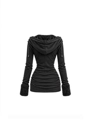 CTRL WORLD Gothic Fleece Hood Slim Top