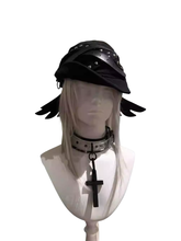 CTRL WORLD Punk Studded Beanie with Wing and Cross Details