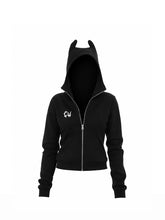 CTRL WORLD Horned Hood Gothic Zip-Up Hoodie
