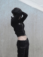 CTRL WORLD Horned Hood Gothic Zip-Up Hoodie