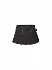 CTRL WORLD Shadow Cadet Wool Pleated Mini Skirt