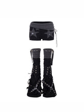 CTRL WORLD Gothic Star Shorts & Lace-Up Leg Warmers Set