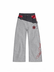 CTRL WORLD Crimson Split-Layer Wide Leg Jeans