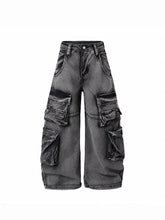 CTRL WORLD Shadow Wash Multi-Pocket Wide-Leg Cargo Jeans