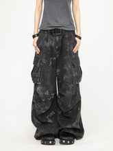 CTRL WORLD Camo Print Cargo Pants with Eyelet Hem