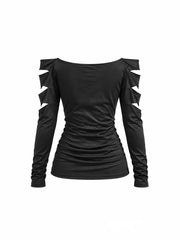 CTRL WORLD Triple-Void Phantom Cutout Off-Shoulder Long Sleeve Top