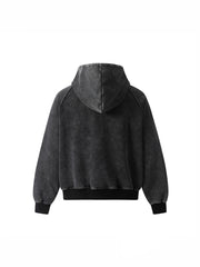 CTRL WORLD Heavyweight Washed Deconstructed Zip-Up Hoodie Jacket