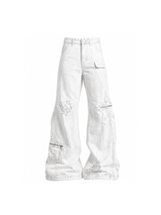 CTRL WORLD Thermochromic Angel Wing Distressed Wide-Leg Jeans