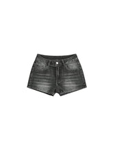 CTRL WORLD Iron Cross Washed Denim Shorts