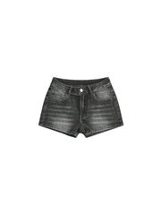 CTRL WORLD Iron Cross Washed Denim Shorts