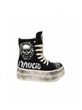 CTRL WORLD Skull Badge Graffiti Platform Boots