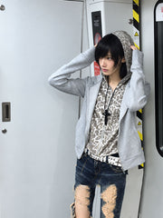 CTRL WORLD Phantom Layer Leopard Zip Hoodie Jacket