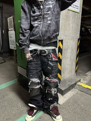 CTRL WORLD Dark Rebel Distressed Camo Zip-Up Hoodie